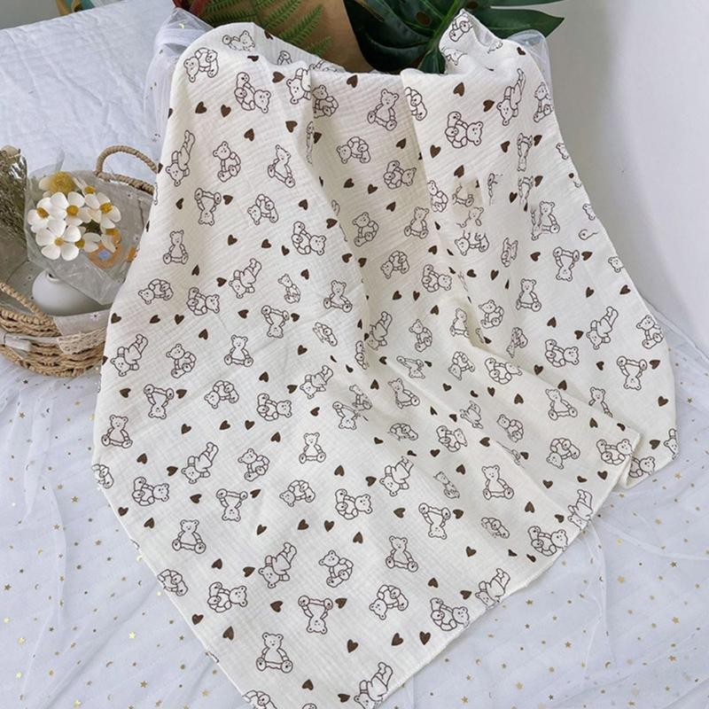 Baby Wrap Towel Cotton Cartoon Print Wrap Blanket Infant Blanket Bath Towel Crib Sheet Non-fluorescent Newborn Blanket