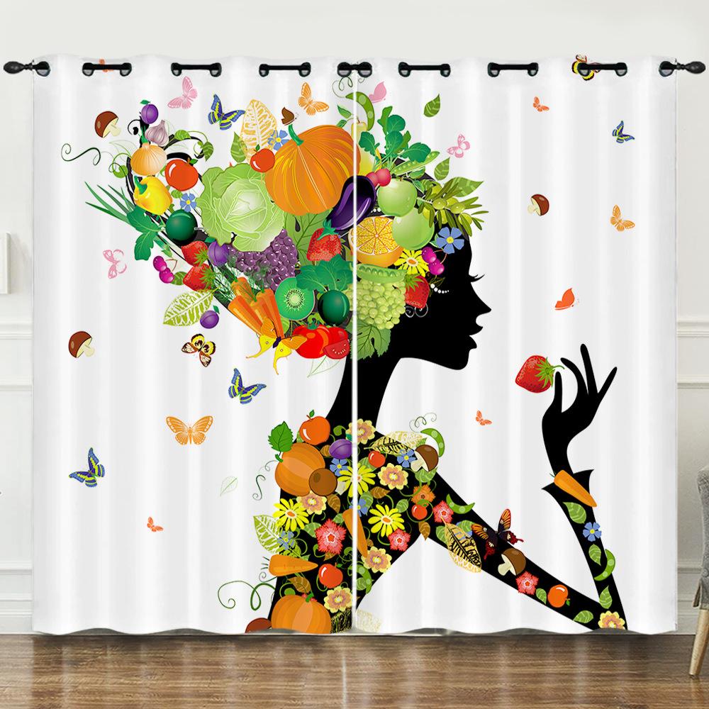 Curtain Creative Avatar Projection Close-Up Flower Digital Printing Blackout Curtain Punching