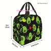 2D Flat Printed Avocado Pattern Portable Insulated Cooler Bag - Reusable Lunch Tote for Camping, Picnics, Beach, and Outdoor Act