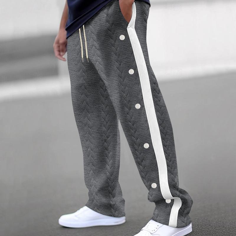 Herbst Neue Herren Jacquard-Hosen mit Struktur Einreiher und Gestreifte Lockere Große Größen Freizeit Hosen Vielseitige Jogginghosen