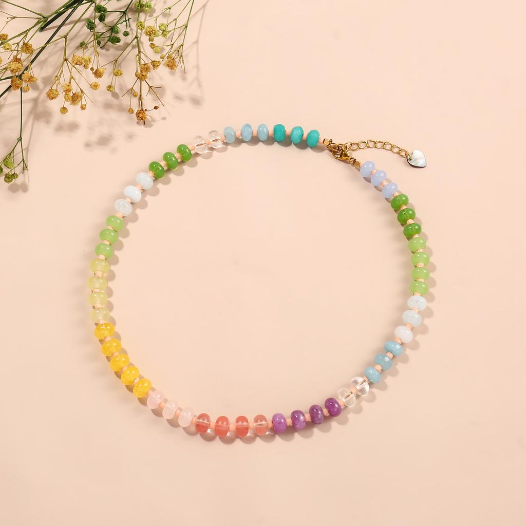 Hand Beaded Natural Stone Colorful Fashion Versatile Clavicle Necklace
