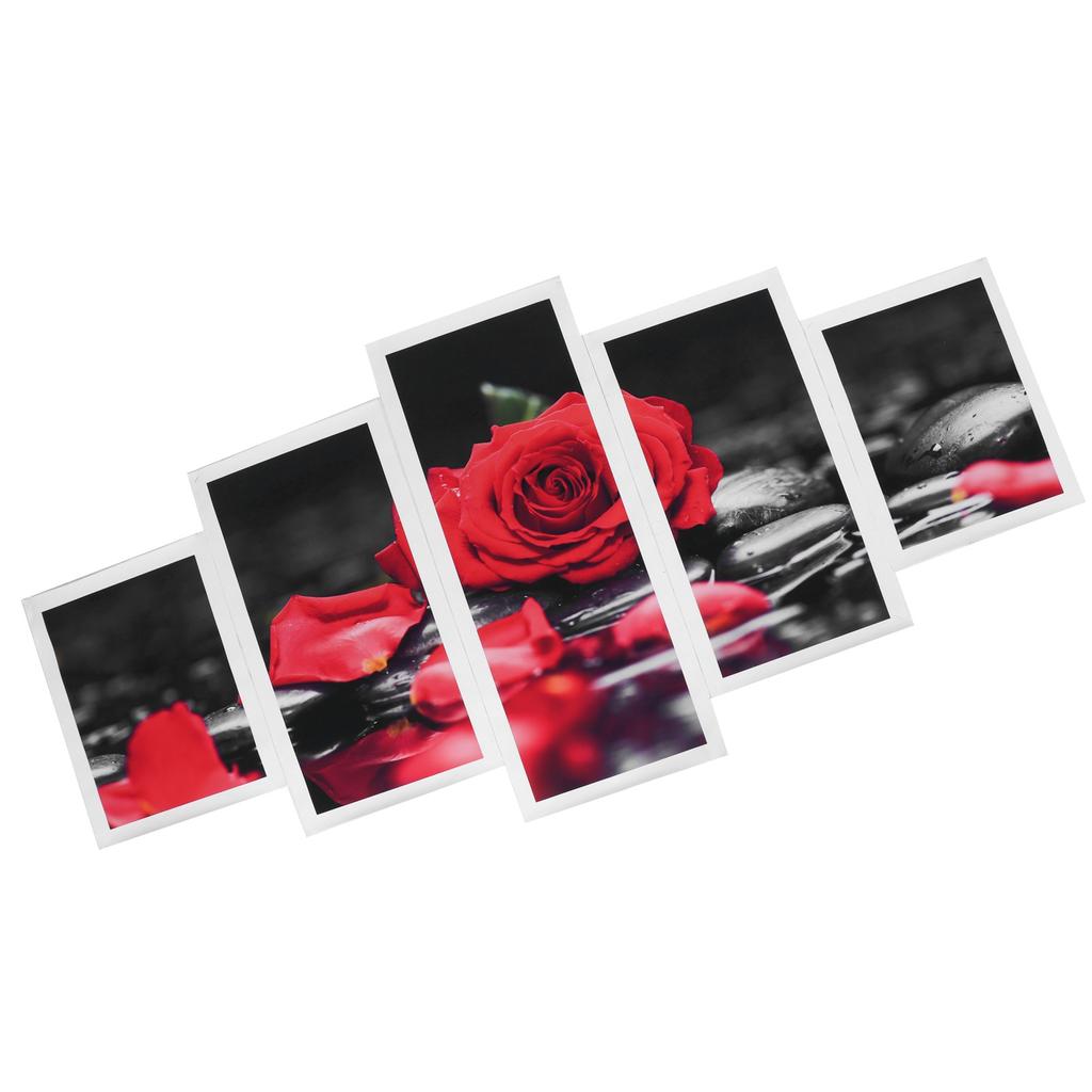 5Pcs Wall Art Painting Set Romantic Red Rose Frameless Painting Artwork Home Decoration