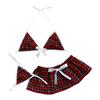 M-5XL Women Sexy Lingerie Cosplay Student Uniform Mini Skirt And G-thong Set Mesh Triangle Bustier Nightwear Erotic Underwear