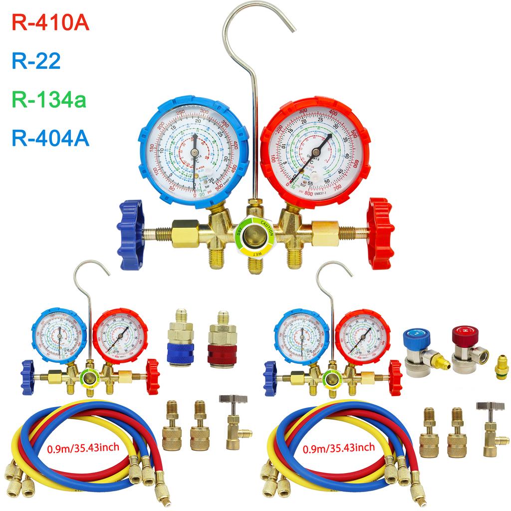 Refrigerant Air Conditioning Tools AC Diagnostic Manifold Gauge Set Hose Hook Kit for Refrigerant Testing R410A R22 R404A R134A