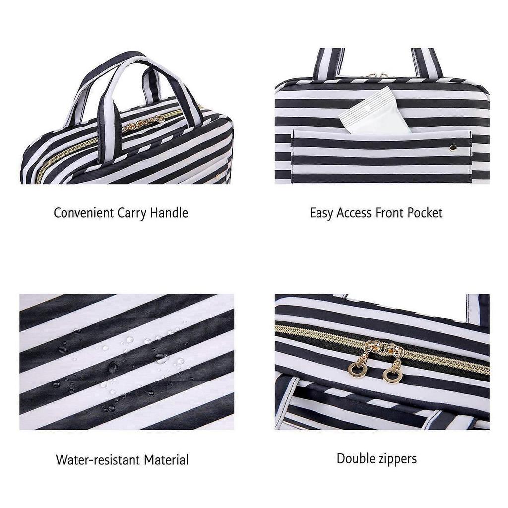 Travel Toiletry Bag for Women Large Capacity Makeup Bag Cosmetic Organizer with Hanging Hook  Cotton pink