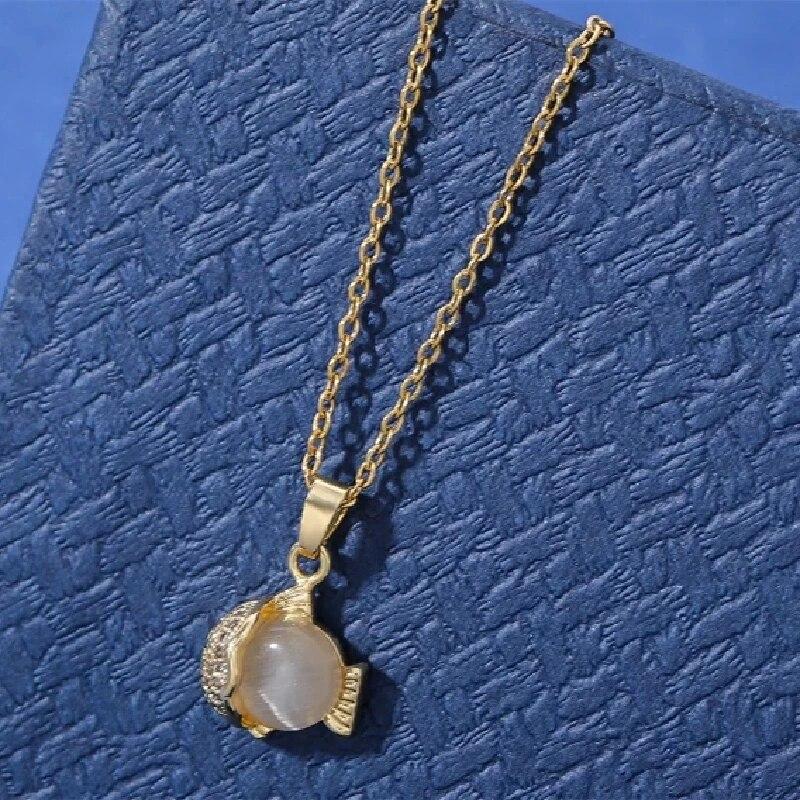 

1 Pcs Luxury Cool Breeze Marine Animal Shape Gold Plated Copper Pendant With Stainless Steel Chain Combination Necklace