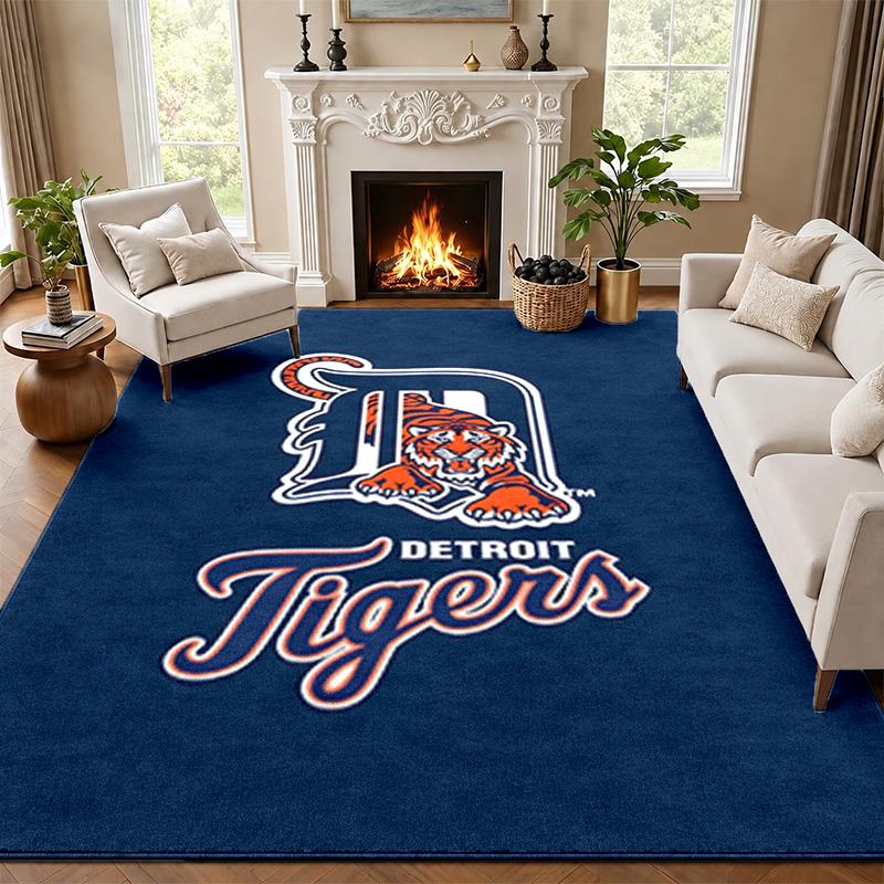 Detroit Tigers Teppich Fußmatte für Wohnzimmer oder Schlafzimmer Schutzmatte unter dem Stuhl Bürodeko Weihnachtsgeschenk Geburtstagsgeschenk