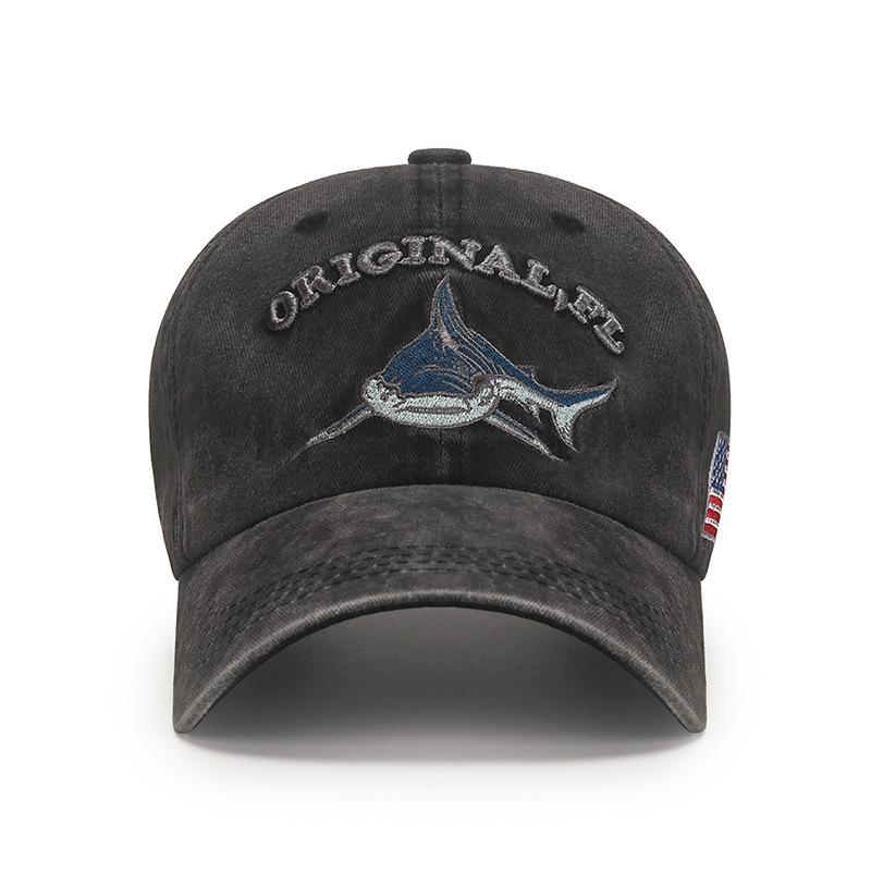 Northwood Shark Pattern Washed Cotton Baseball Cap for Men Women Kpop Dad Hat Trucker Cap