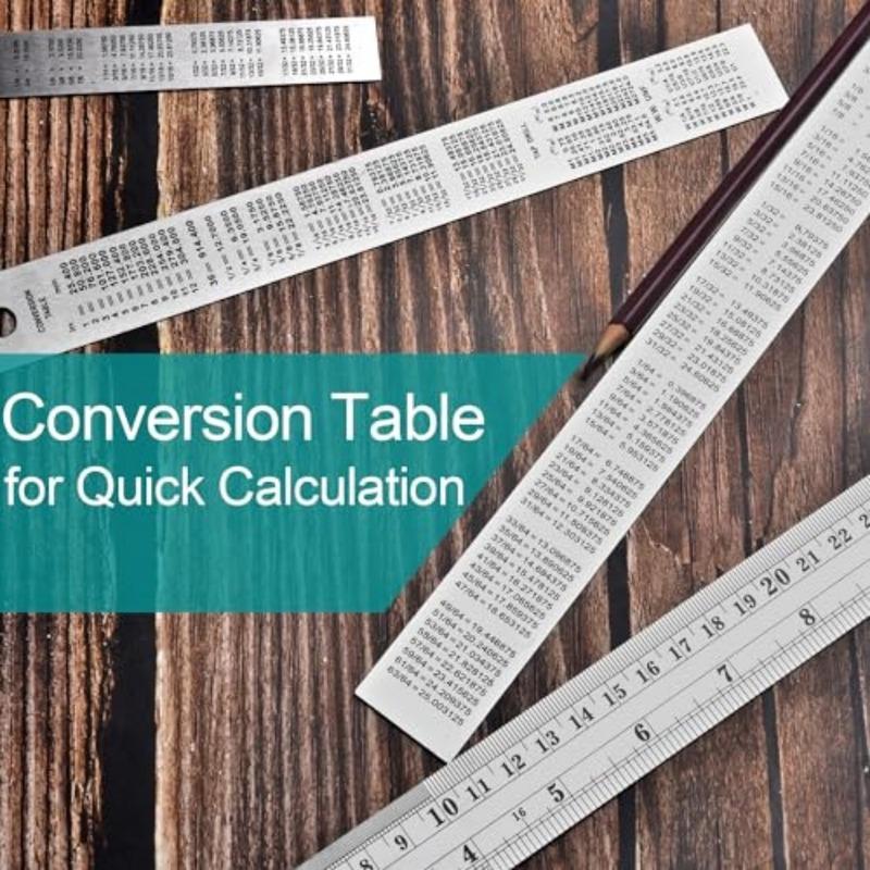 Metal Rulers, Steel Rulers Pack of 4, 6, 8, 2, 4-inch Stainless Steel Ruler