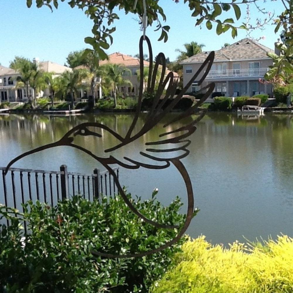 Metal Garden Wall Art Hummingbird Rustic Iron Sculpture Hanging Outdoor Decor Custom Aviary