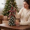 Collectible Resin Holiday Figures Christmas Santa Claus/Snowman/Witch Figurine with Tree Skirt Design, Table Centerpiece Festive Tabletop Scene