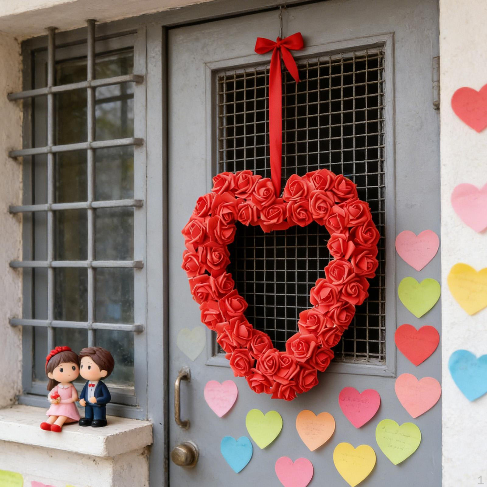 

Серце-вінок на День Святого Валентина Штучні троянди Декор Квітковий для новосілля Готелю Style A