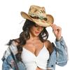 Wide Brim Beach Sun Hat with Vintage Decorative Bands Western Cowgirl Hat Cowboy Hat  for Holiday