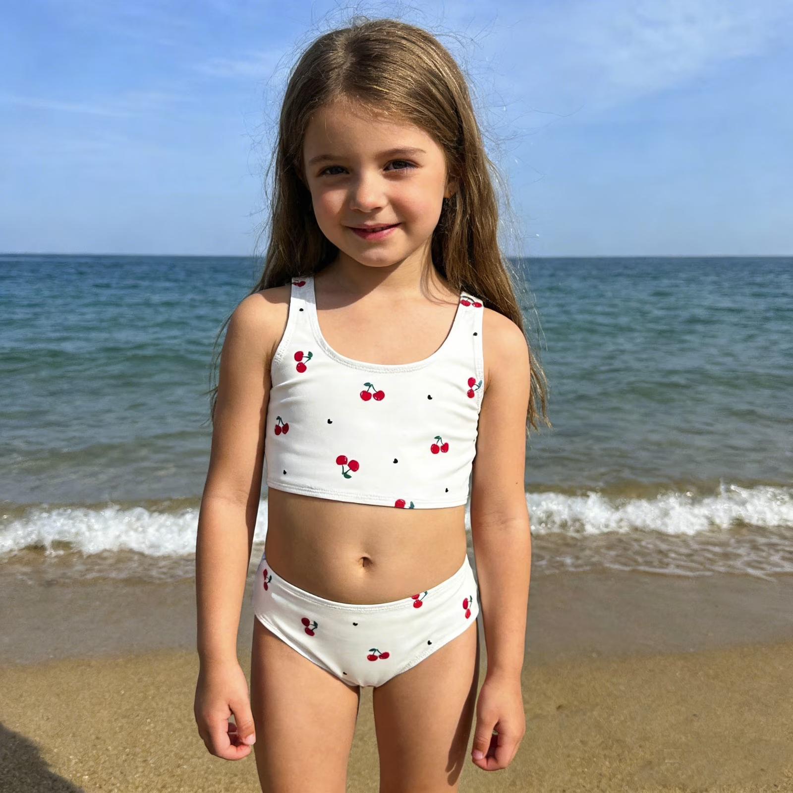 Meiteņu krāsu bloku bikini komplekts -