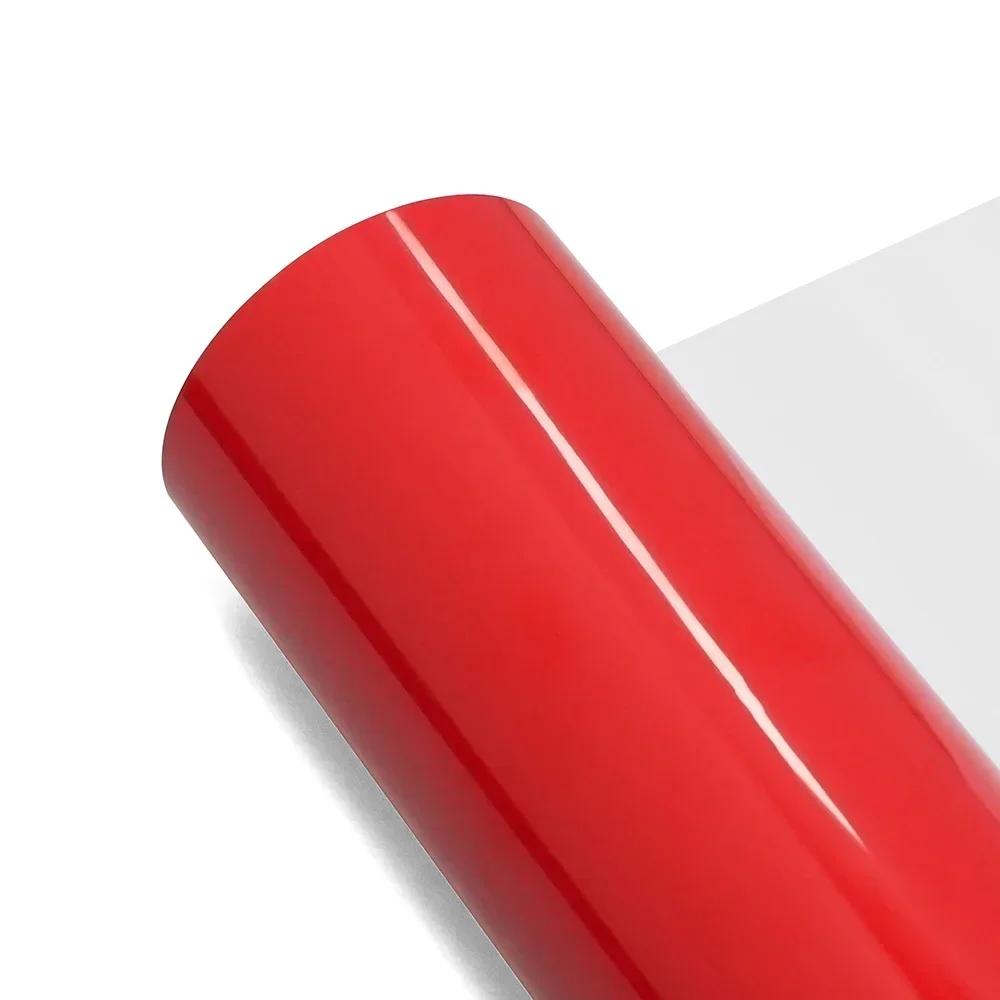 0.5m Wide Glossy Red Car Sticker PET Car Wrapping Film Bubble Free Vinyl Film Auto Decal Car Exterior Accessories Decoration