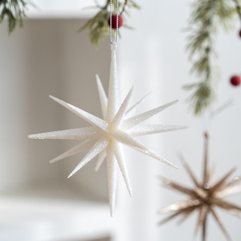 Christmas Tree Decoration Hanging Christmas Decoration Champagne Color White Exploding Star Christmas New Year 7