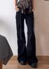 Classic Women's Casual Black Jeans, Low-rise Flared Silhouette with Durable Fabric, Versatile Pants for Crop Tops & Tees