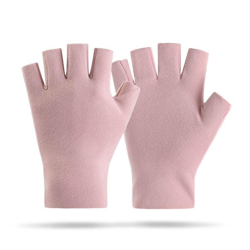 Warm Fleece Half-Finger Gloves Women Winter Typing Writing Student Office Use Soft Stretchy Thin