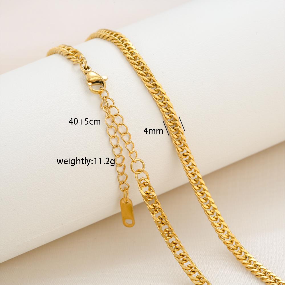 Élégant Collier Chaîne Boîte en Acier Titane Plaqué Or 18 Carats pour Femmes