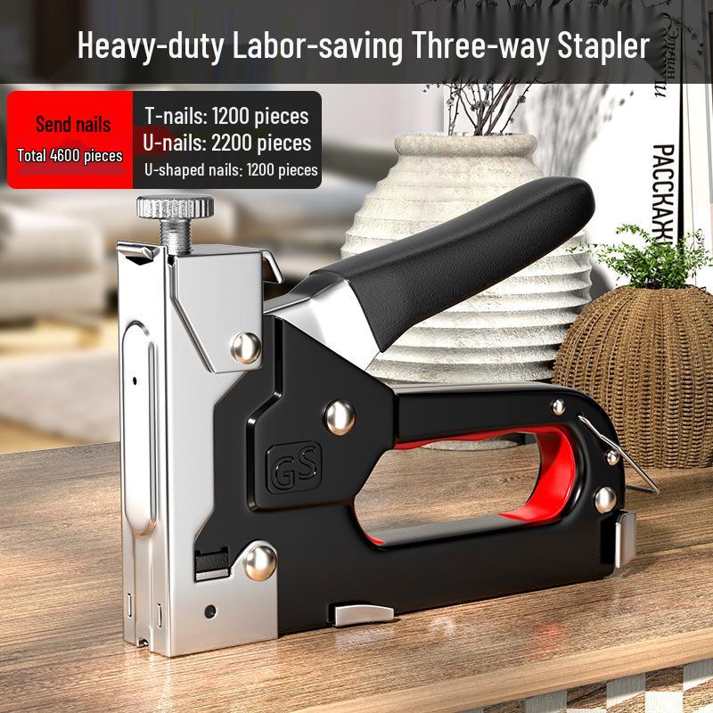 U-Shaped Manual Nail & Stapling Gun for Bookbinding and Woodworking