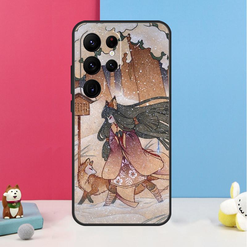 Kitsune Fox Art Case For Samsung Galaxy S24 Ultra S23 S22 S9 S10 Note 10 Plus Note 20 S20 FE S21 FE Cover