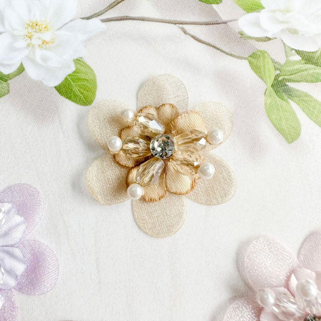 Handmade Crystal Yarn Flowers, Three-Dimensional Flower Beads, Creative Diy Processing Accessories For Wedding Dress Headgear
