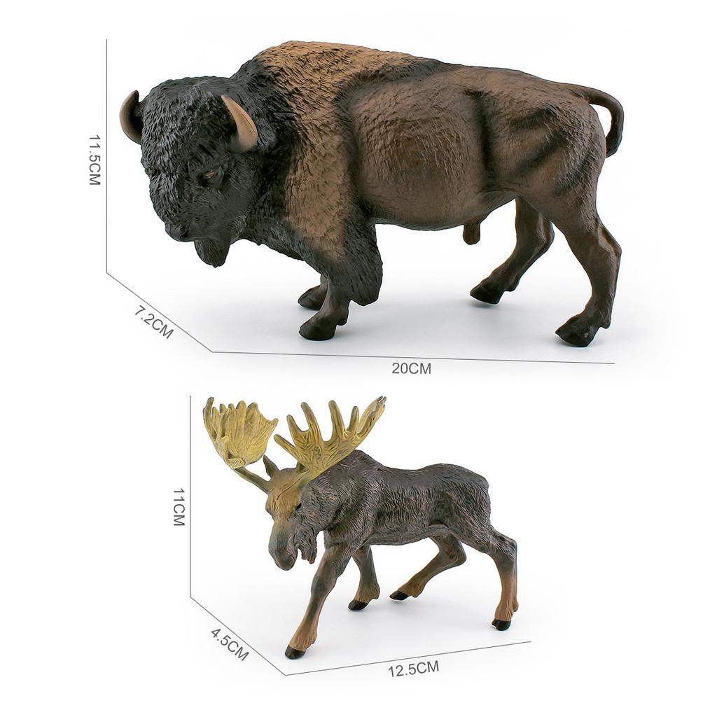 Educational Plastic American Bison And Elk Forest Animal Model Figurines For Kids