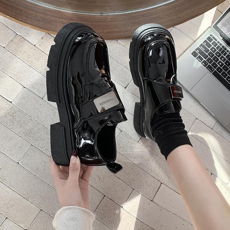 Autumn New Fashion Loafers Women'S Outerwear Casual Shoes Single Shoes Comfortable Versatile Thick-Soled Small Leather Shoes