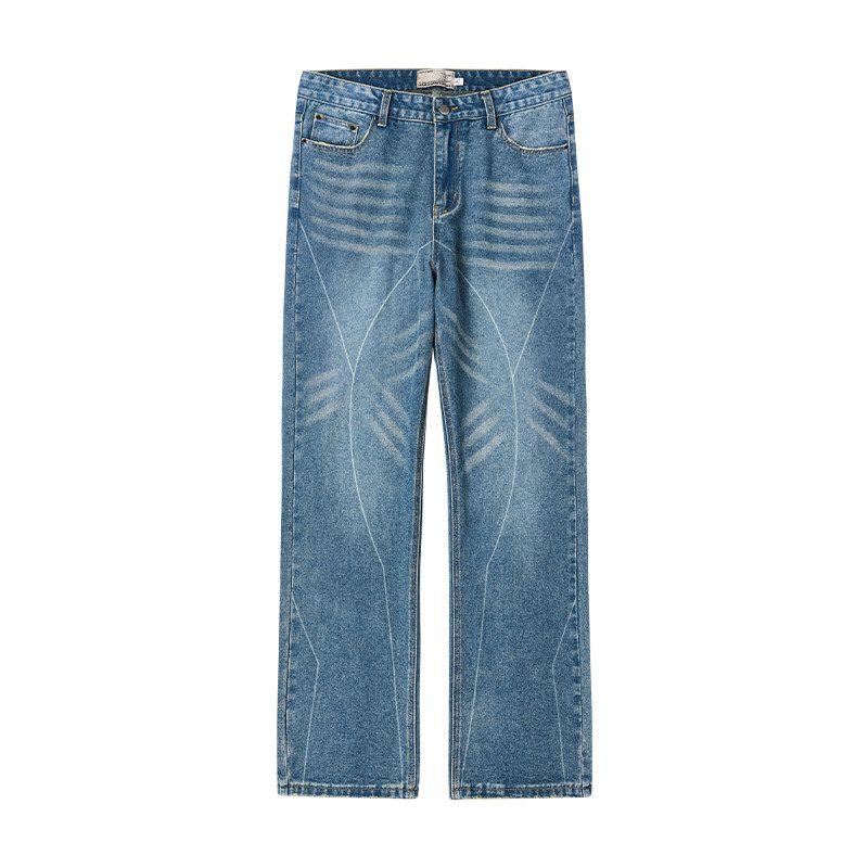 

Harsh and Cruel Retro Heavy Weight Wash Color Loose Street Hip Hop Denim Pants Cleanfit Washed Blue L