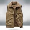 Men's Outdoor Velvet Vest with Multiple Pockets, Thick Vest, Casual Shoulder Jacket