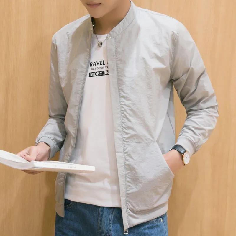 Men's Summer Thin Section Stand-up Collar Slim Sunscreen Jacket Solid Color Lightweight Quick-drying Sunscreen Clothing