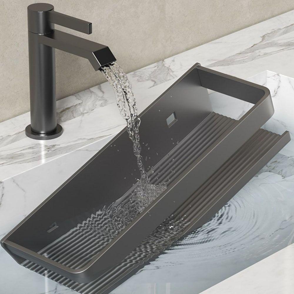 Wall-Mounted Bathroom Storage Racks Multi-Functional Toilet Organize Kitchen Spice Shelf Aluminum Gray Washroom Racks Sundries