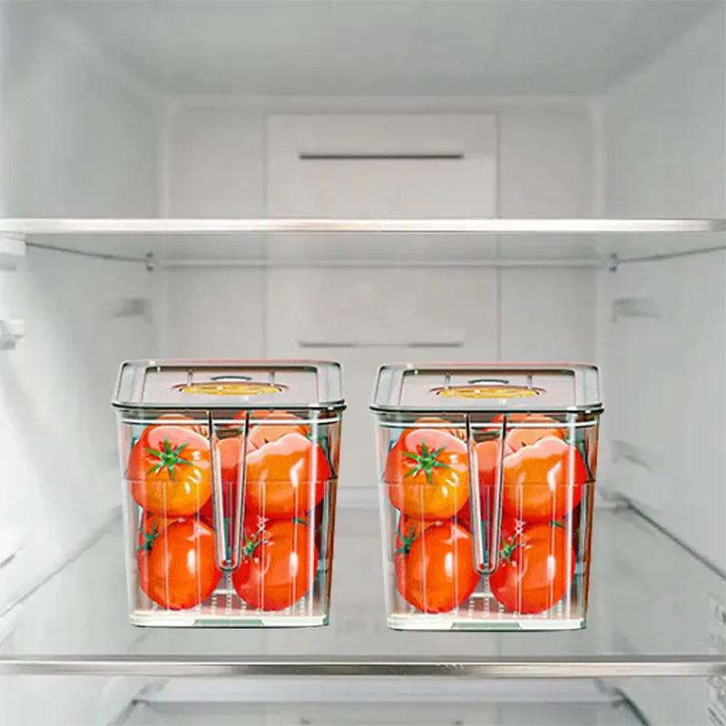 Kitchen Refrigerator Storage Box Fridge Organizer With Lids And Handles Fruit Boxes Drain Basket Storage Containers Pantry