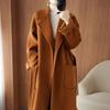 Cappotto di lana stile francese con cintura da donna, lungo, vestibilità ampia, semplice, elegante, autunno, inverno, caldo, soprabito