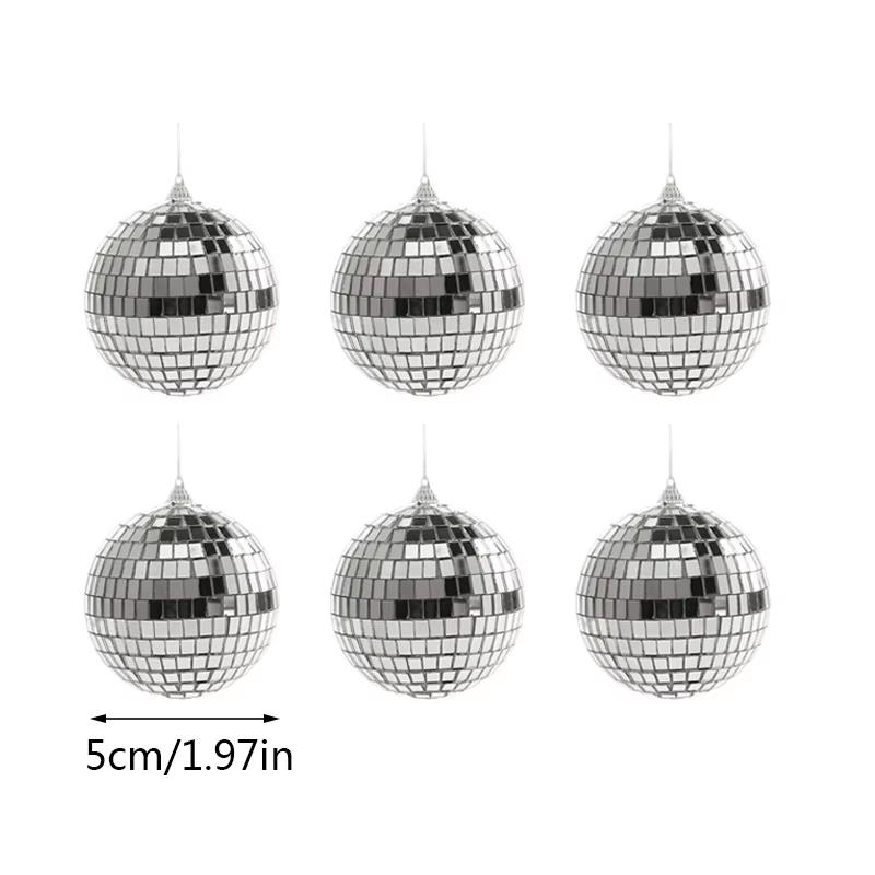 6/12pcs Mini Mirror Disco Ball Stage Light Reflective Rotating Bright Silver Glass Ball Birthday Wedding Party Cake Home Decor