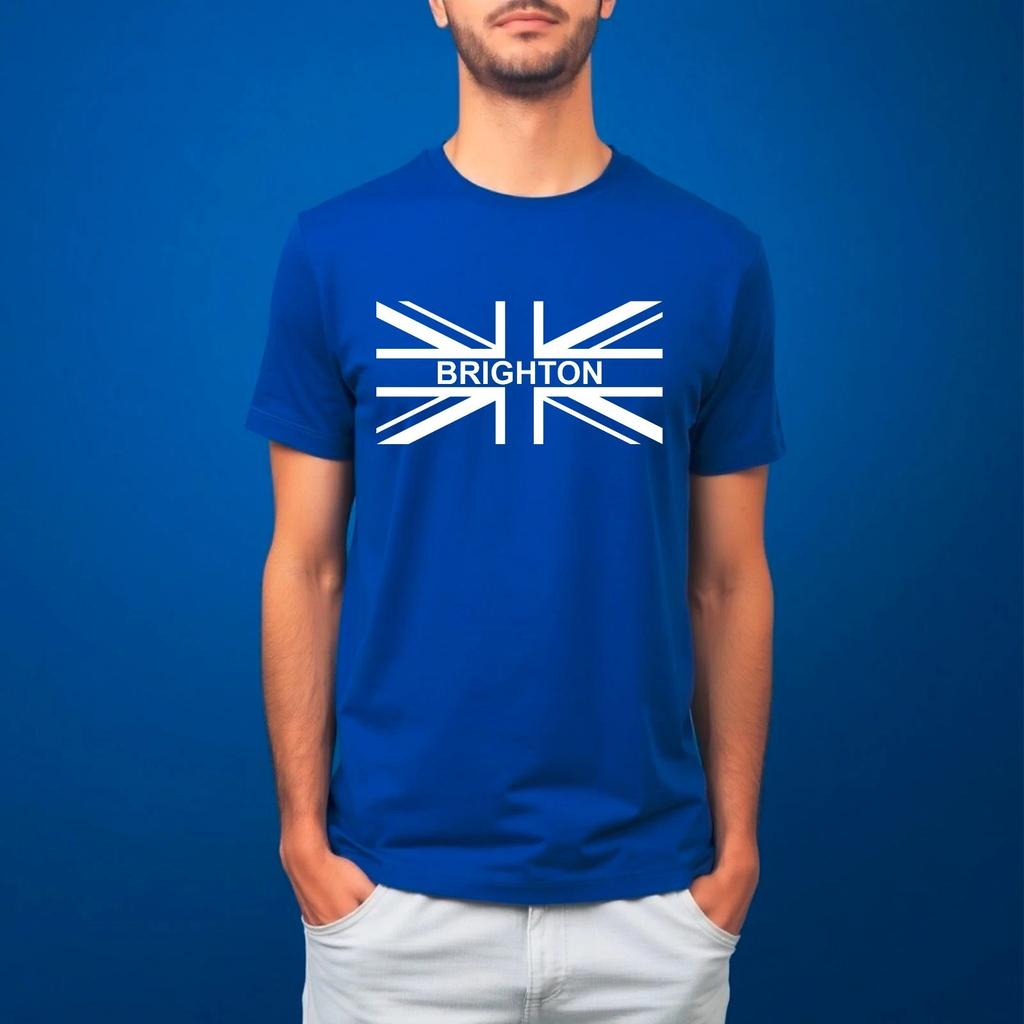 Britische Flagge T-Shirt, Brighton UK England Union Jack Patriotisches Herren Damen T-Shirt