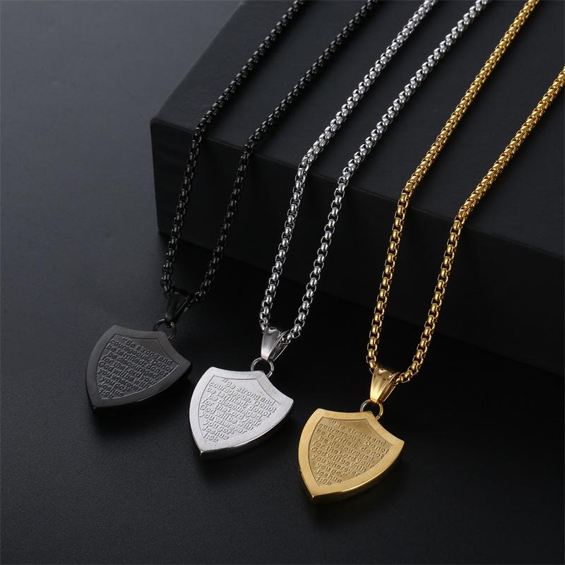 Europäischer und Amerikanischer Schild Kreuz Anhänger Herren Titanstahl Hochwertig Vielseitig Pullover Kette Schmuck