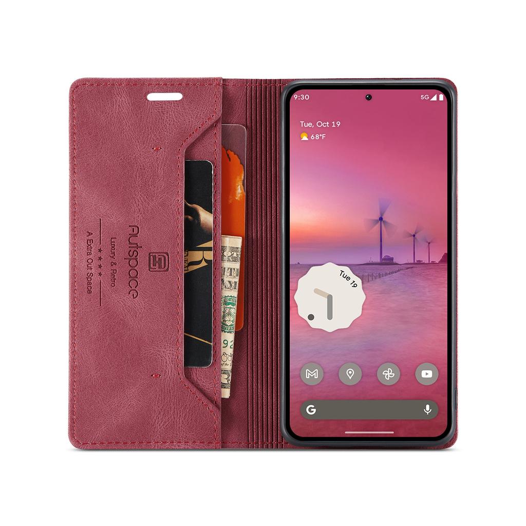 For Google Pixel 9 Pro/Google Pixel 9 Wallet Case AUTSPACE A01 Leather Stand Cover with RFID Blocking Card Holder