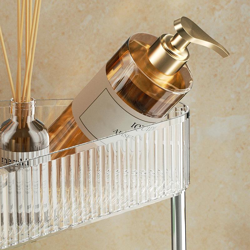 1ks-Mobilní regál na kolečkách průhledný akrylový kuchyňský úložný regál domácí vozík na svačiny koření drobnosti úložný regál