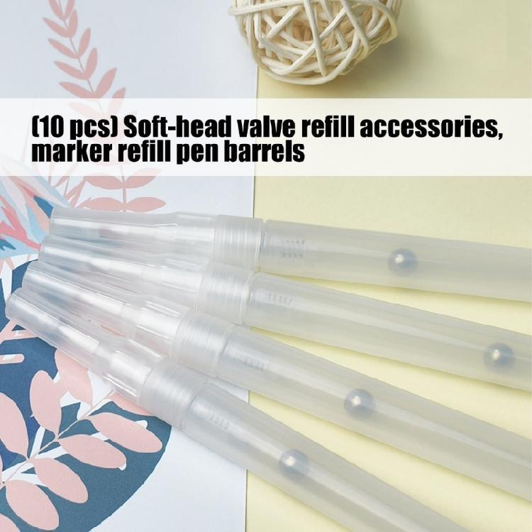 10Pcs Clear Empty Acrylic Marker Soft Brush Head Refillable Empty Paint Pen Multipurpose Drawing Tool For Painting