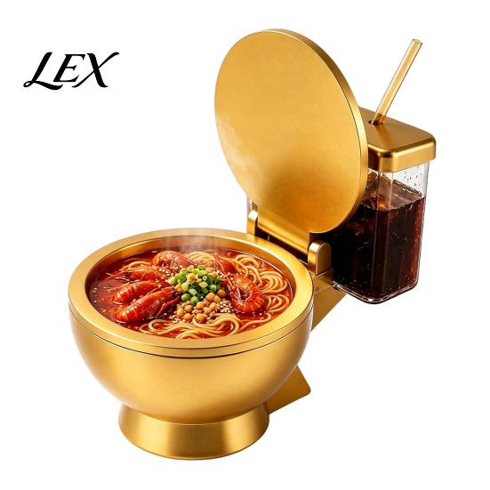 Creative Office Lunch Container Toilet Shaped Ramen Bowl Set, Built-in Drink Cup And Straw Portable Snack Design, Novelty Food Bowl, for Instant