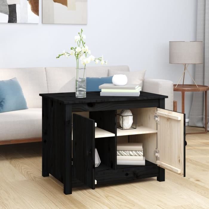 VidaXL Table basse Noir 71x49x55 cm Bois massif de pin 820930