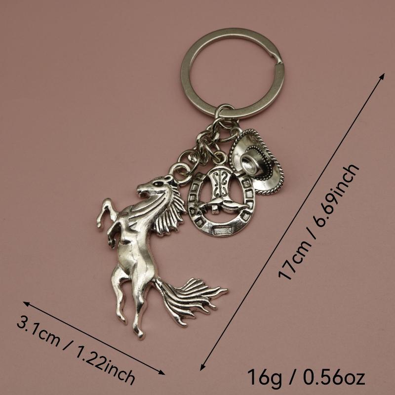 1Pc Sporty Western Cowboy Hat Boots Horse Keychain Men'S Key Chain Bag Pendant Charm Key Ring
