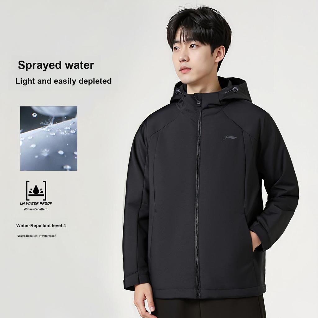 Li-Ning Solid Color Logo Loose Windproof Sports Casual Three-In-One Hooded Windbreaker Unisex Outerwear AWBV167-1