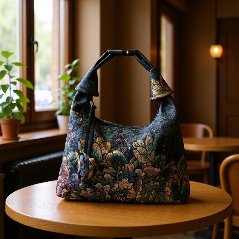Vintage Chinese Style Crossbody Bag Crescent Shape Drawstring Versatile Decorative Handbag 4690₽