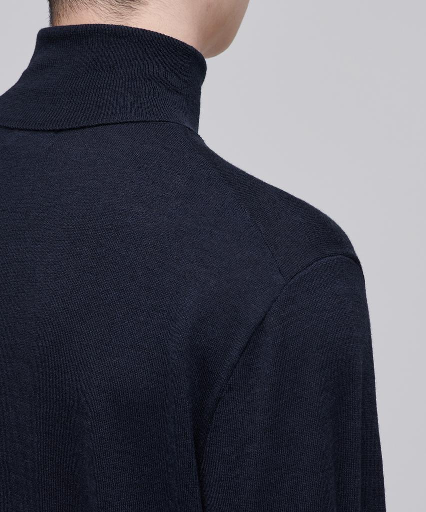 MUSINSA STANDARD Merino Wool Blend High-Gauge Turtleneck Knit [Navy]