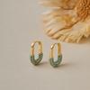 U Shaped 18k Gold Plated Zircon Inlaid Fashion Earrings