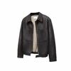 Men's Korean-Style PU Leather Houndstooth Lined Hunting Jacket - Autumn/Winter Casual Outerwear