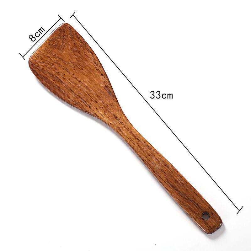 Sour Jujube Wood Long Handle Spoon & Spatula Set - Non-stick, High Heat Resistant, Perfect for Stir-fry & Soup