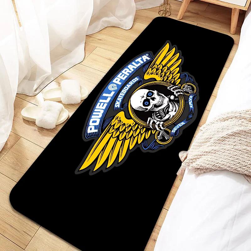 Skateboard P-Powells Wing Skull P-Peraltas Door Mat Entrance Non-slip Washable Kitchen Carpet Living Room Hallway Rugs Bathroom